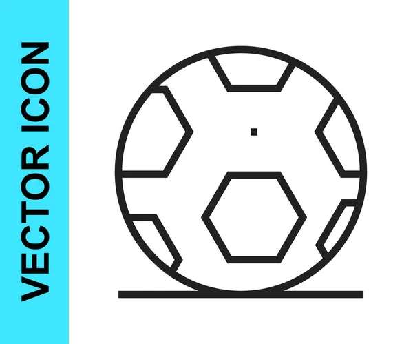 Черная Линия Футбольный Мяч Значок Изолирован Белом Фоне Спортивное Оборудование — стоковый вектор