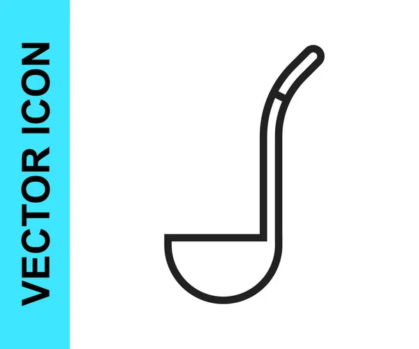 Línea Negra Icono Cucharón Cocina Aislado Sobre Fondo Blanco Utensil — Vector de stock