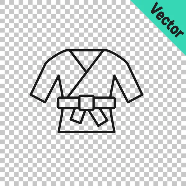 Icono Kimono Línea Negra Aislado Sobre Fondo Transparente Chino Japonés — Vector de stock