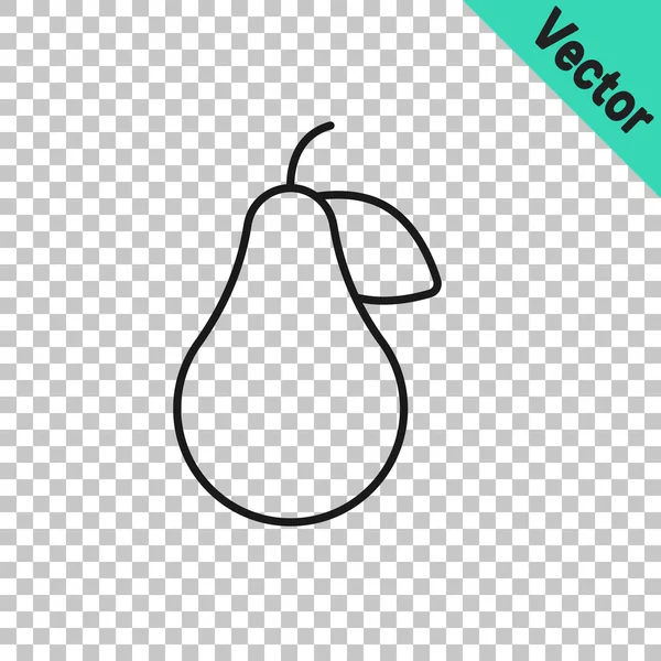 Şeffaf arkaplanda siyah çizgi simgesi izole edildi. Yaprak sembollü meyve. Vektör