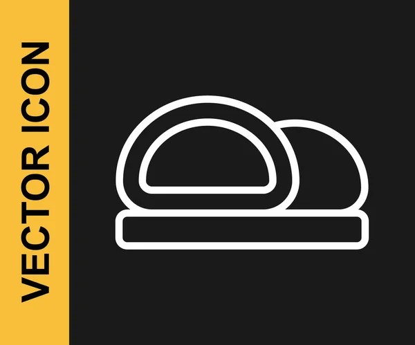 Icono Sushi Línea Blanca Aislado Sobre Fondo Negro Comida Tradicional — Vector de stock