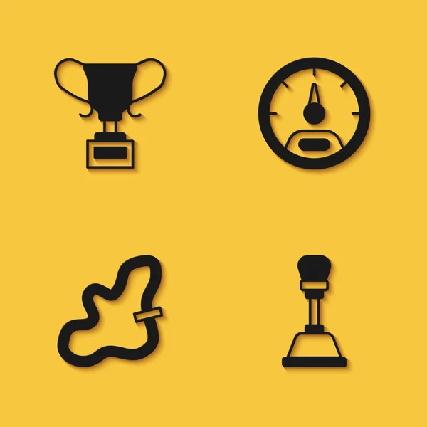 Ορισμός Κύπελλο Βραβείο Gear Shifter Racing Κομμάτι Και Εικονίδιο Ταχύμετρο — Διανυσματικό Αρχείο