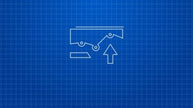 Mavi arkaplanda grafik çizelgesi simgesi olan beyaz çizgi bilgisayar monitörü. Metin dosya simgesini rapor et. Muhasebe tabelası. Denetim, analiz, planlama. 4K Video hareketli grafik canlandırması