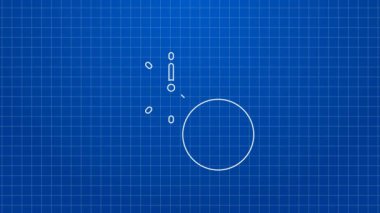 Beyaz Çizgi Saati, mavi arkaplanda izole edilmiş para simgesidir. Para zamandır. Etkili zaman yönetimi. Zamanı paraya çevir. 4K Video hareketli grafik canlandırması