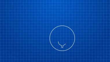Mavi arka planda dolar sembolü olan beyaz çizgi dişlisi. İş ve finans kavramsal ikonu. 4K Video hareketli grafik canlandırması