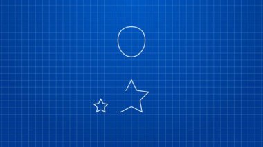 Beyaz çizgi aktör yıldız simgesi mavi arkaplanda izole edildi. 4K Video hareketli grafik canlandırması
