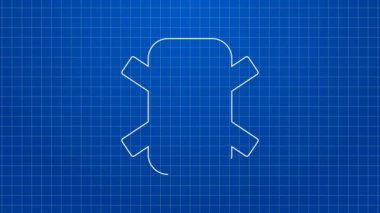 Beyaz hat. Mavi arkaplanda cep telefonu simgesi yok. Konuşmak ve işaret vermek yok. Hücre yasağı. 4K Video hareketli grafik canlandırması