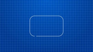 Beyaz çizgi Online video simgesi mavi arkaplanda izole edildi. Akıllı telefon ve üzerinde oyun işareti olan film şeridi. 4K Video hareketli grafik canlandırması