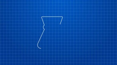 Beyaz çizgi kahve Türk ikonu mavi arka planda izole edildi. - Kahve. 4K Video hareketli grafik canlandırması