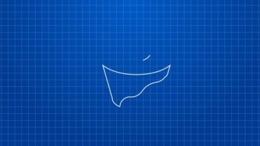 Mavi arka planda beyaz çizgi kahve makinesi ikonunun üzerine dökülüyor. Alternatif kahve demleme yöntemleri. Kahve kültürü. 4K Video hareketli grafik canlandırması