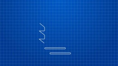 Mavi arka planda beyaz çizgi karton kutu simgesi izole edildi. Kutu, paket, paket işareti. Teslimat ve ambalaj. 4K Video hareketli grafik canlandırması