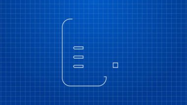 Mavi arkaplanda beyaz çizgi işaretleme sistemi simgesi izole edildi. Paket takibi. 4K Video hareketli grafik canlandırması