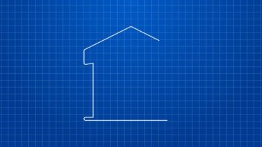 Beyaz çizgi Depo kontrol simgesi mavi arkaplanda izole edildi. 4K Video hareketli grafik canlandırması