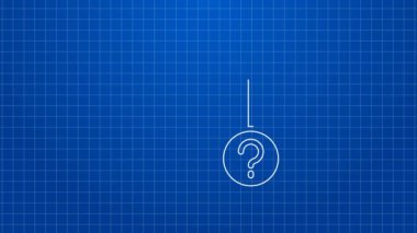 Mavi arka planda beyaz çizgi karton kutu simgesi izole edildi. Kutu, paket, paket işareti. Teslimat ve ambalaj. 4K Video hareketli grafik canlandırması