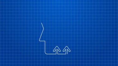 Mavi arka planda beyaz çizgi karton kutu simgesi izole edildi. Kutu, paket, paket işareti. Teslimat ve ambalaj. 4K Video hareketli grafik canlandırması