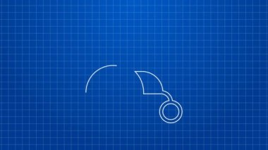 Özürlü kişi simgesi için beyaz çizgi tekerlekli sandalye mavi arka planda izole edildi. 4K Video hareketli grafik canlandırması