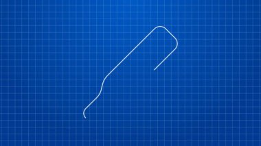 Tıbbi inceleme ikonu için beyaz çizgi tıbbi termometre mavi arka planda izole edildi. 4K Video hareketli grafik canlandırması