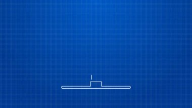 Mavi zemin üzerinde hastane simgesi olan beyaz çizgi tıbbi harita işaretçisi. 4K Video hareketli grafik canlandırması