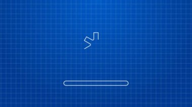 Mavi zemin üzerinde hastane simgesi olan beyaz çizgi tıbbi harita işaretçisi. 4K Video hareketli grafik canlandırması