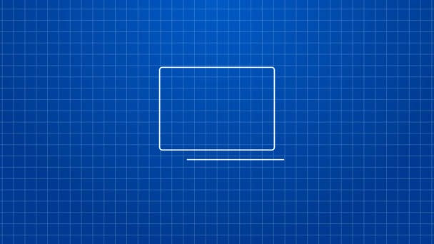 White line Laptop with dollar icon isolated on blue background. Sending money around the world, money transfer, online banking, financial transaction. 4K Video motion graphic animation — Stock Video