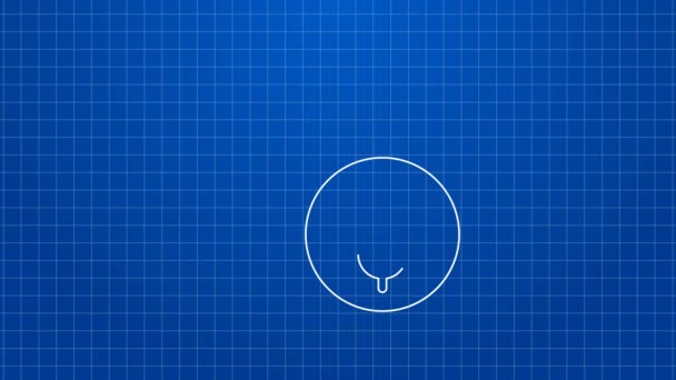 Fehér vonal Gear dollár szimbólum ikon elszigetelt kék alapon. Üzleti és pénzügyi koncepció ikon. 4K Videó mozgás grafikus animáció — Stock videók