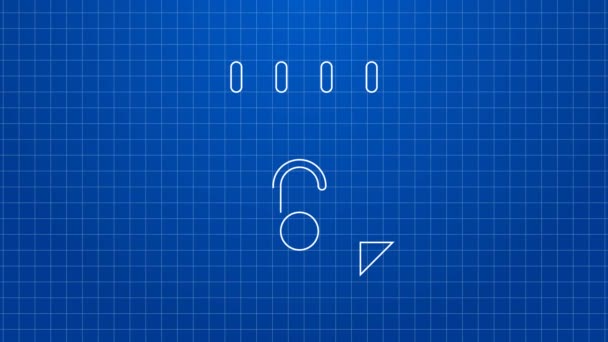 Vit linje Kalender ikon isolerad på blå bakgrund. Händelse påminnelse symbol. 4K Video motion grafisk animation — Stockvideo