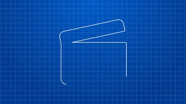 White line Movie clapper icon isolated on blue background. Film clapper board. Clapperboard sign. Cinema production or media industry. 4K Video motion graphic animation — Stock Video