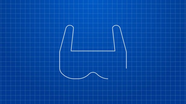 White line 3D cinema glasses icon isolated on blue background. 4K Video motion graphic animation — Stock Video