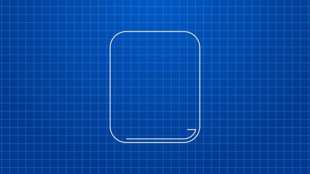 Bílá čára Kávovar ikona izolované na modrém pozadí. Grafická animace pohybu videa 4K — Stock video