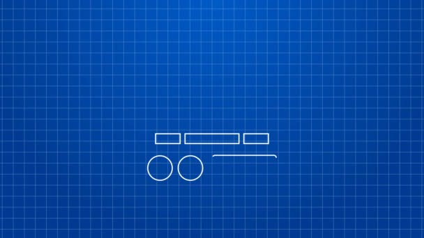Witte lijn Elektronische koffieweegschaal pictogram geïsoleerd op blauwe achtergrond. Uitrusting voor het meten van gewicht. 4K Video motion grafische animatie — Stockvideo
