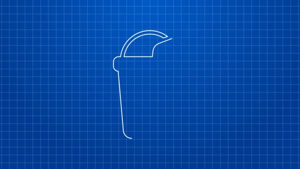 Witte lijn Iced koffie pictogram geïsoleerd op blauwe achtergrond. 4K Video motion grafische animatie — Stockvideo