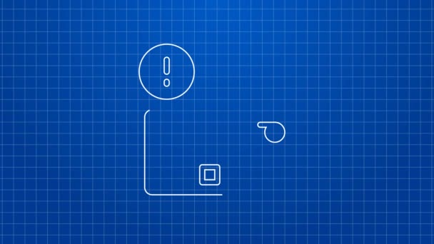 Biała linia Usługi dostawy ikona odizolowany na niebieskim tle. 4K Animacja graficzna ruchu wideo — Wideo stockowe
