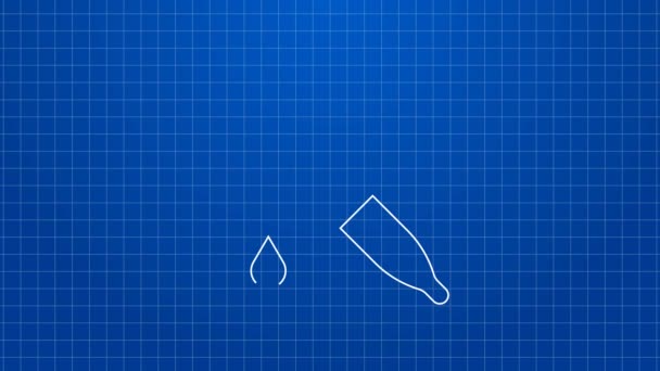Weiße Linie Pipettensymbol isoliert auf blauem Hintergrund. Element medizinischer, chemischer Laborausrüstung. Medizin-Symbol. 4K Video Motion Grafik Animation — Stockvideo