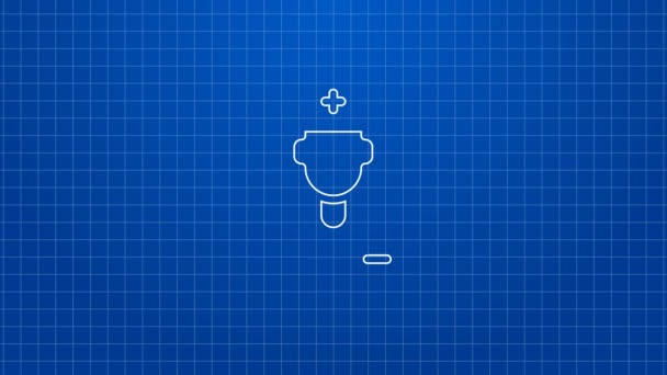 Biała linia Mężczyzna lekarz ikona izolowane na niebieskim tle. 4K Animacja graficzna ruchu wideo — Wideo stockowe