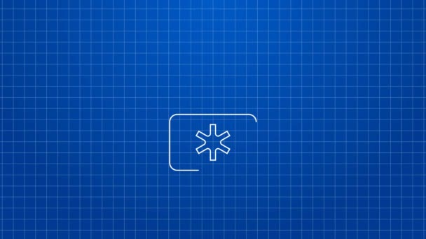 White line Bottle of medicine syrup icon isolated on blue background. 4K Video motion graphic animation — Stock Video