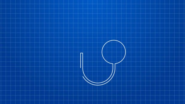 White line Blood pressure icon isolated on blue background. 4K Video motion graphic animation — Stock Video