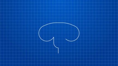 Beyaz çizgi Arı simgesi mavi arkaplanda izole edildi. Tatlı doğal yemek. Bal arısı ya da kanat sembollü apis. Uçan böcek. 4K Video hareketli grafik canlandırması