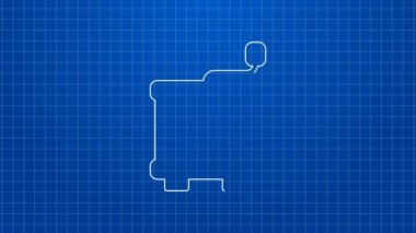 Beyaz çizgi Bal sökücü simgesi mavi arkaplanda izole edildi. Balpeteklerinden bal çıkarmak için mekanik bir cihaz. 4K Video hareketli grafik canlandırması