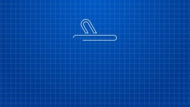 Beyaz çizgi kavanoz bal ve ballı şeker çubuğu ikonu mavi arka planda izole edilmiş. Yiyecek bankası. Tatlı doğal gıda sembolü. Tatlı kepçe. 4K Video hareketli grafik canlandırması