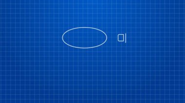 Mavi arkaplanda beyaz çizgi balıkçılık ağı simgesi izole edildi. Balık oltası. 4K Video hareketli grafik canlandırması