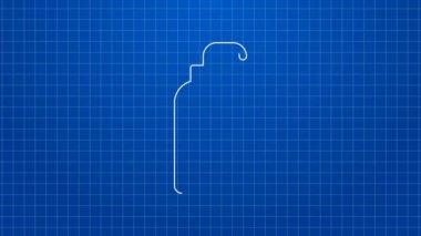 Beyaz çizgi, mavi arka planda izole edilmiş şeker ikonu içeren sıvı antibakteriyel sabun. Antiseptik. Dezenfeksiyon, hijyen, cilt bakımı. 4K Video hareketli grafik canlandırması