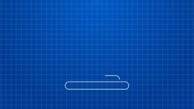 Mavi arka planda izole edilmiş pencere simgesi için beyaz çizgi temizleme servisi. Silecek, kazıyıcı, silecek. 4K Video hareketli grafik canlandırması