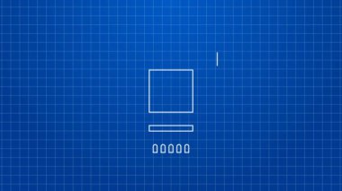 Askı simgesinde beyaz çizgi havlusu mavi arkaplanda izole edildi. Banyo havlusu ikonu. 4K Video hareketli grafik canlandırması