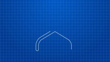 Beyaz çizgi elbise askısı ikonu mavi arka planda izole edildi. Vestiyer ikonu. Kıyafet servis sembolü. Çamaşır askı tabelası. 4K Video hareketli grafik canlandırması