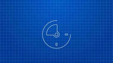 Beyaz çizgi Stopwatch simgesi mavi arkaplanda izole edildi. Zaman göstergesi. Kronometre işareti. 4K Video hareketli grafik canlandırması