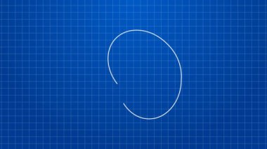 Mavi zemin üzerinde palet simgesi olan beyaz çizgi boya fırçası. 4K Video hareketli grafik canlandırması