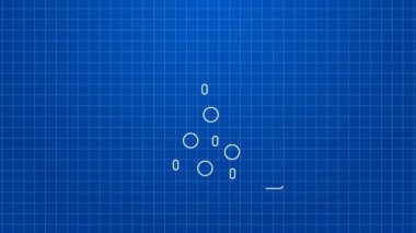 Mavi arka planda beyaz çizgi test tüpü ve kimyasal test ikonu izole edildi. Laboratuvar cam levhası. 4K Video hareketli grafik canlandırması