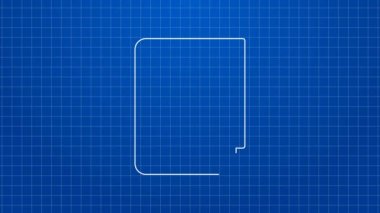 Mavi arkaplanda izole edilmiş matematik ikonu olan beyaz çizgi kitabı. Matematik kitabı. Okula geri dönmekle ilgili eğitim konsepti. 4K Video hareketli grafik canlandırması
