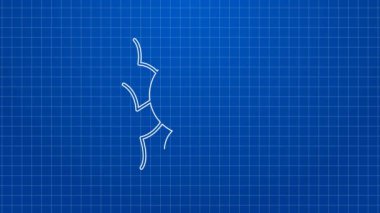 Beyaz çizgi Örümcek simgesi mavi arkaplanda izole edildi. Mutlu Cadılar Bayramı Partisi. 4K Video hareketli grafik canlandırması