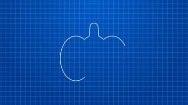 Beyaz çizgi balkabağı simgesi mavi arkaplanda izole edildi. Mutlu Cadılar Bayramı Partisi. 4K Video hareketli grafik canlandırması